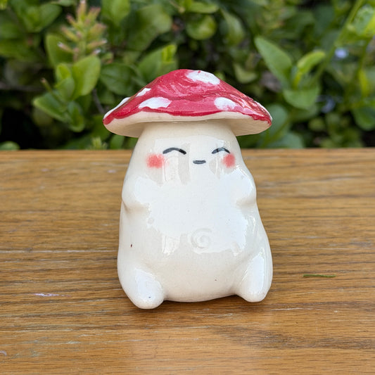 Cute Happy Mushroom Ceramic Rattle