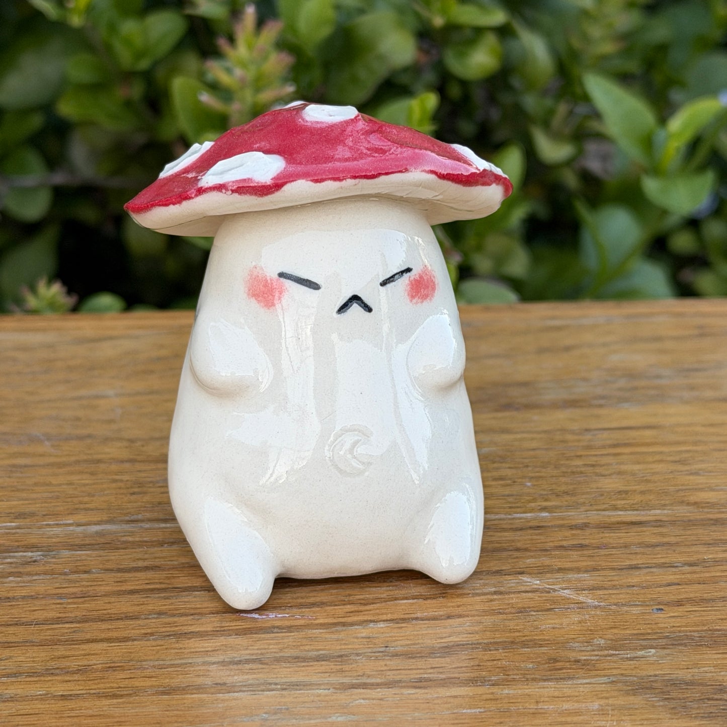 Cute Angry Mushroom Ceramic Rattle