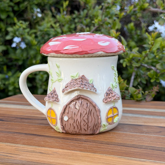 Mushroom Lid Mug - Dark Orange