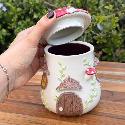 Mushroom Lid Jar - Red
