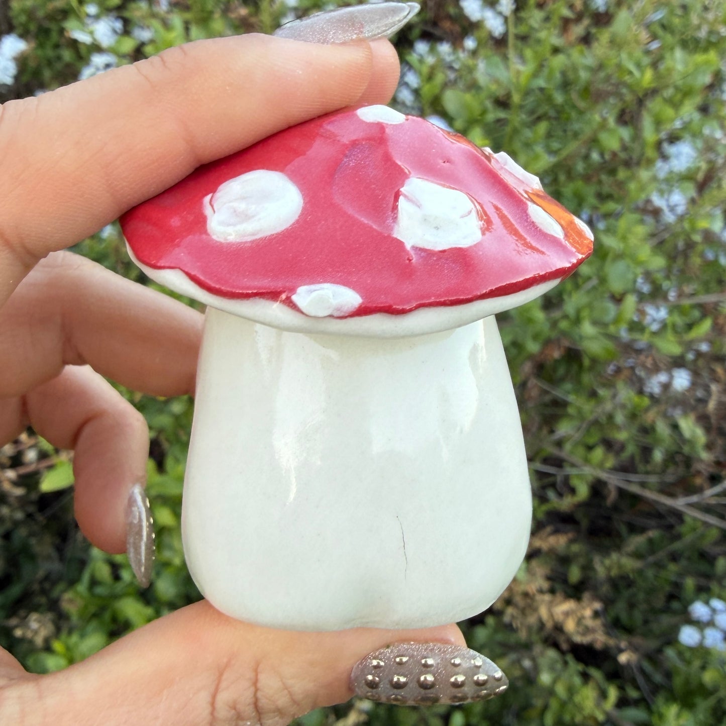 Cute Angry Mushroom Ceramic Rattle