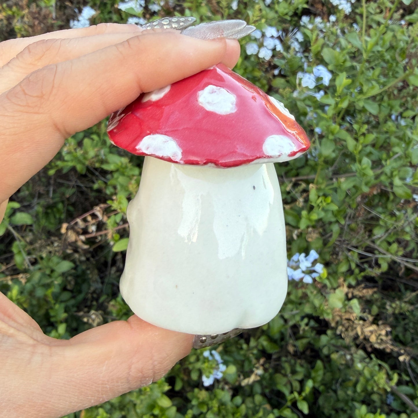 Cute Tired Mushroom Ceramic Rattle