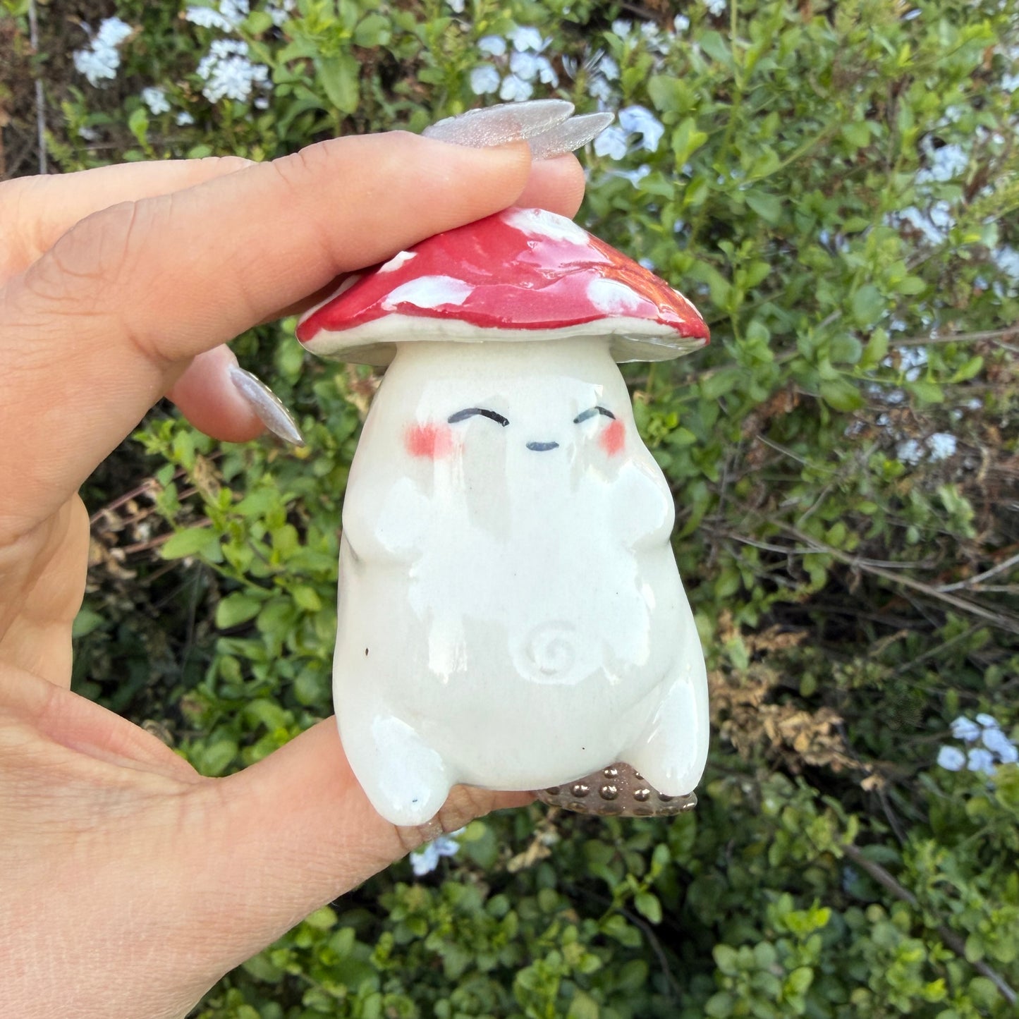 Cute Happy Mushroom Ceramic Rattle