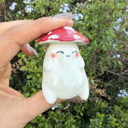 Cute Happy Mushroom Ceramic Rattle