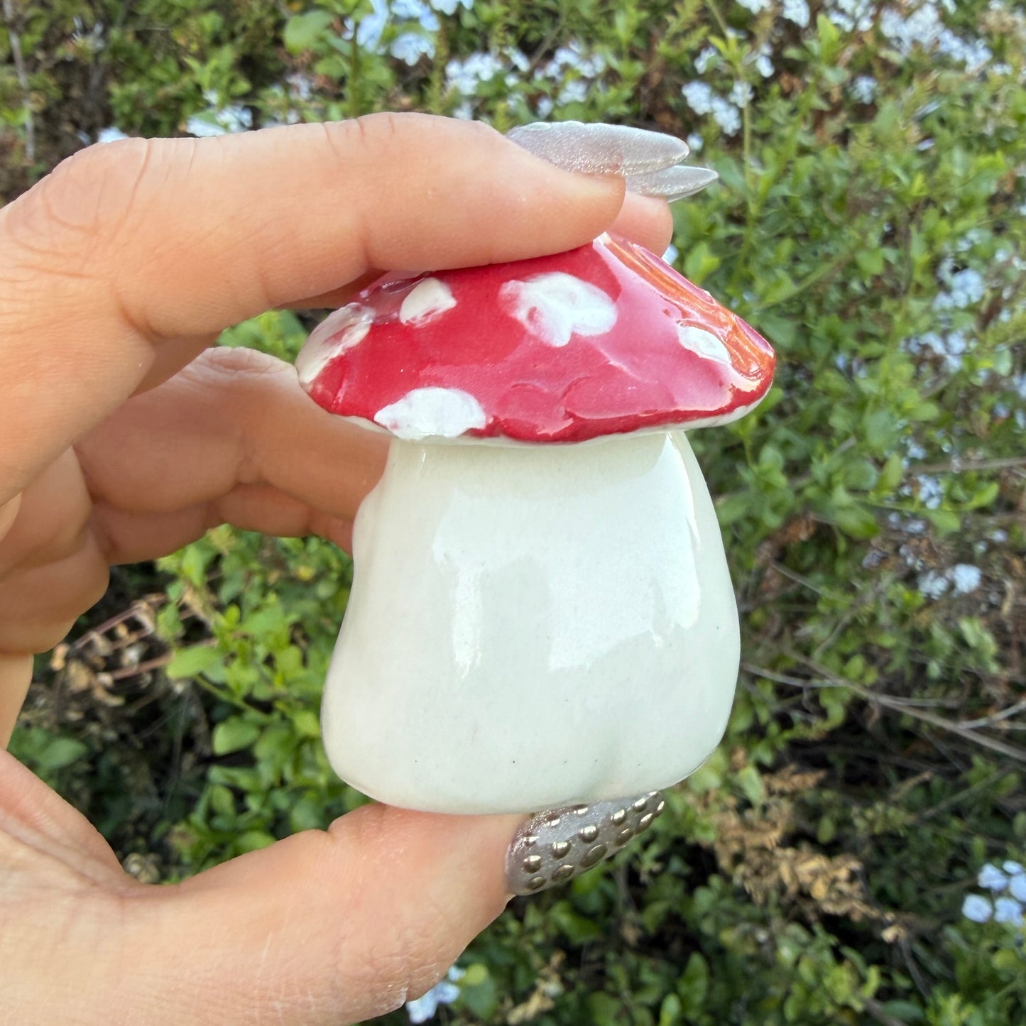 Cute Happy Mushroom Ceramic Rattle